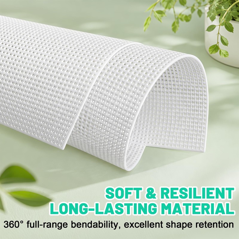 6 Pcs 14 Count White Plastic Mesh Canvas Sheets, 11x8.2