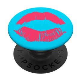 Kiss Lips Pink Blue Background Lipstick Ladies
