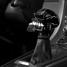 Skull Gear Stick Knob,10Mm Skull Gear Knob,Automotive Gear Shift Knobs,Skull Head Stick Manual Shift Knob Lever Modified Shifter Gear 8Mm / 10Mm/12Mm Adaptersblack (Black)