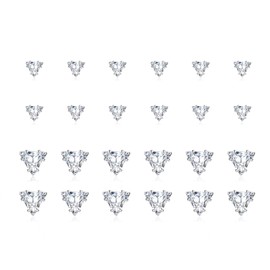 Anti-allergic 18K White Gold Plated Clear Cubic Zirconia,Stud Earring Pack of 12 Pairs Stud Earrings Se (white,triangle)