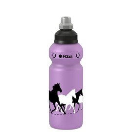 Fizzii Children's and Leisure Drinking Bottle 500 ml, Horse Motif, Lilac Colour (Leak-Proof, Non-Toxic, Dishwasher Safe)