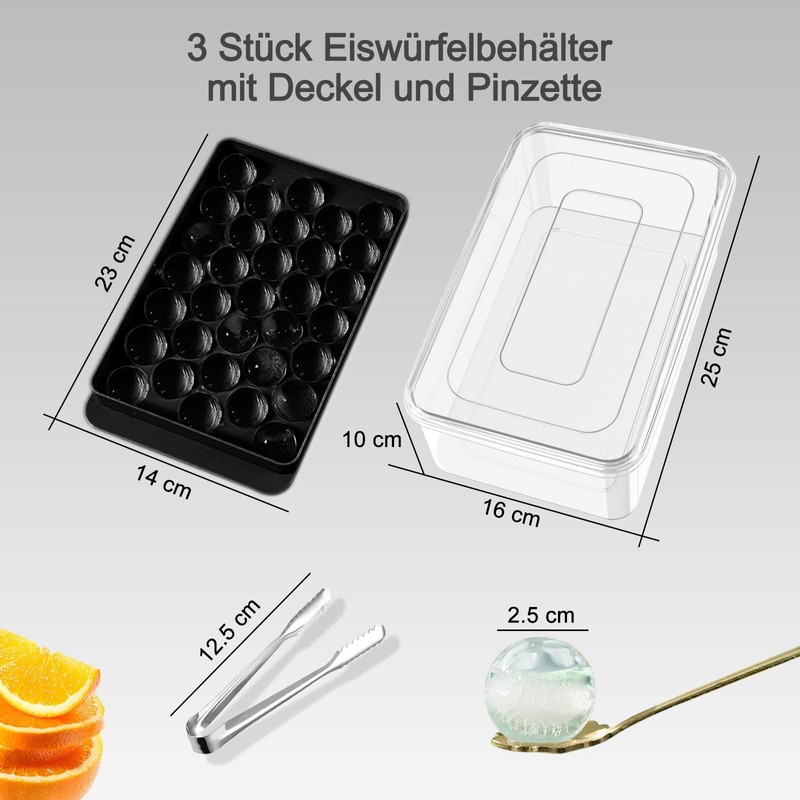 Miaowoof Ice Cube Tray with Lid and Container, 2.5 cm
