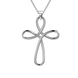Besilver Celtic Infinity Cross Necklace Charm 925 Sterling Silver Women Men Unisex Celtic Cross Pendant Necklace Protection Jewelry Confirmation Gift FP0058W