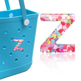HLUWA - Dijes de letras para bolsas Bogg y Simply Southern - Accesorios de letras con lentejuelas del alfabeto, letras decorativas para bolso, bolso de playa, resinoso, No es una piedra preciosa