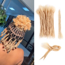 Orientdreads Human Textured Loc Extensions 0.4cm Loc Extension Human Hair,Natural Curly Hair,Full Handmade (10in 0.4cm 20 strands),613)