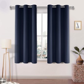 DWCN Navy Blue Blackout Curtains Room Darkening Grommet Thermal Insulated Light Blocking for Bedroom Living Room, 42 x 45 Inch Length, Set of 2 Thick Panels