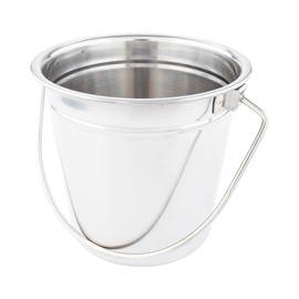 28 Ounce Metal Bucket, 1 Round Silver Pail - With Handle, Food Safe, Silver Stainless Steel Large Metal Bucket, Smooth Finish, For Meals, Displays, Or Centerpieces - Restaurantware