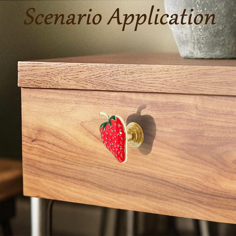glrovazas Cabinet Knobs Strawberry Knobs, 4 Pcs Creative Fruit Shape