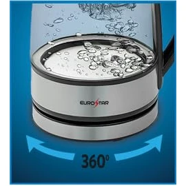 EUROSTAR EKG120BK 1.2L Glass Kettle, Black