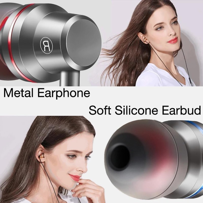 Wired In-Ear Headphones with Mic, 3.5mm Jack Earbuds, HiFi Stereo