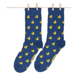 Roits Women Duckies Blue Socks 6-9 - Fun Patterned Cool Funny Happy Colorful Gift Funky Design Rubber Duck Accessories Animal