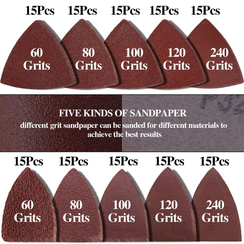 156Pcs Oscillating Tool Sanding Pad Kit, 3Pcs Triangle Sanding Pads
