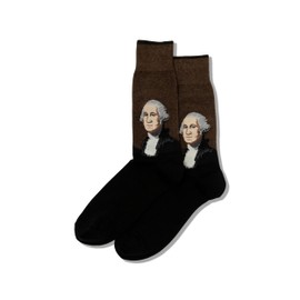 Hot Sox Artist Series Crew Calcetines para hombre, George Washington (marrón), Shoe Size: 6-12