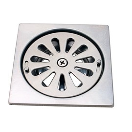 Stainless Steel Floor Drain, 3 1/2" Tile-Square, with Vent-Off Switch - by PlumbUSA