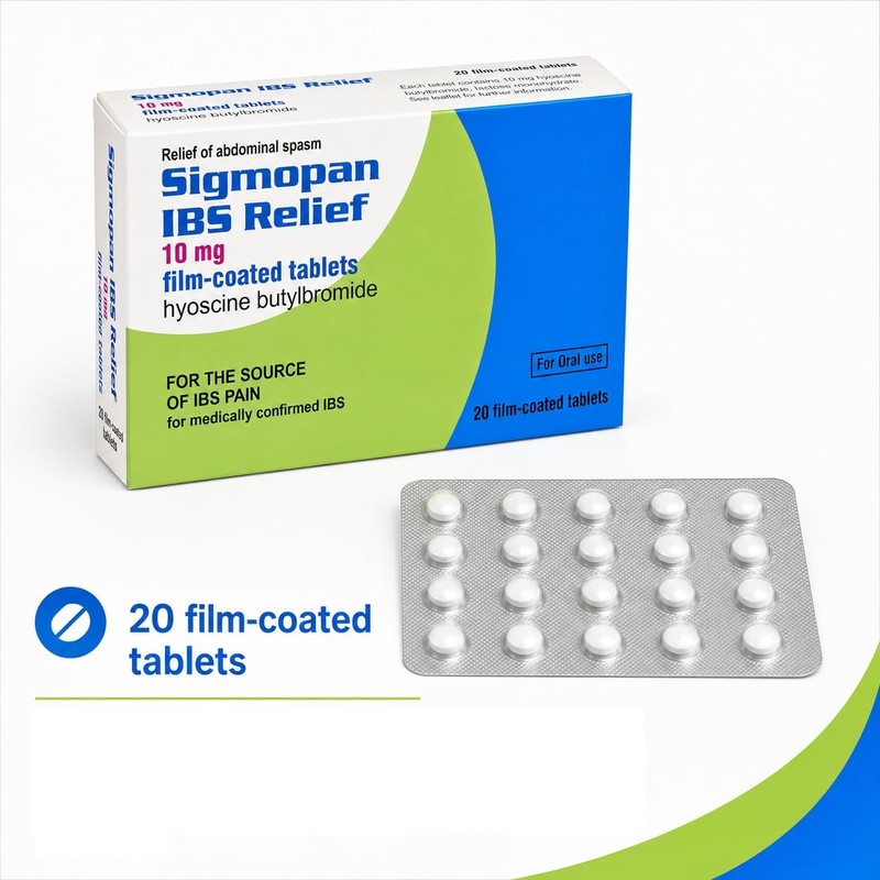 Sigmopan 10mg Film-Coated Tablets for Stomach Cramps, Spasms & Discomfort
