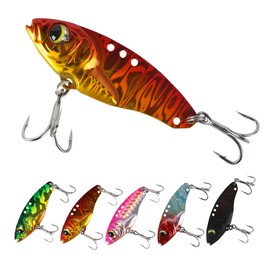 Crazy Fish VIB Colorful 10g Metal Fishing Jigging Spoons Lures Metal Swimbait Vibrating Crankbait Saltwater Freshwater Sinking Lure for Bass Walleye Trout