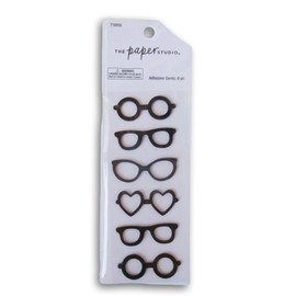 Black Glasses Stickers - Embellishments for Crafting, Scrapbooking and More - 6 Pieces