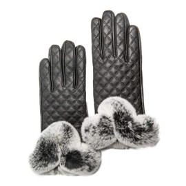 CANDOR AND CLASS Women's Touchscreen Cashmere Lined Leather Gloves, Gift Box (Black XL)