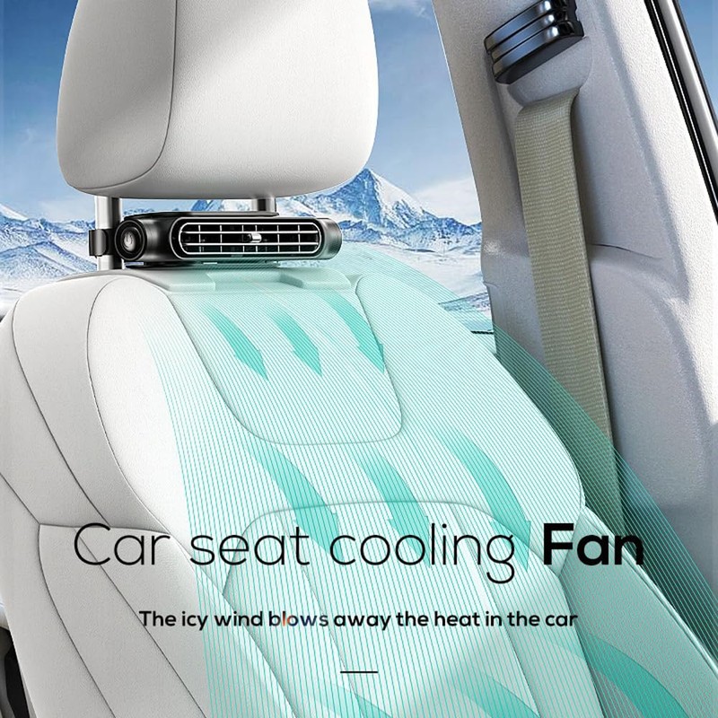 Shkalacar Car Fan Seat Cooling Fan, USB Car Headrest Fan