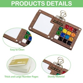 15 Grids Wood Travel Paint Palette Kit, Miniature Watercolor Painting Palette Kit, Wood Pocket Artist Watercolor Travel Set Portable Watercolor Palette Box Kit with Brush Clip Sketchbook(No pigment)