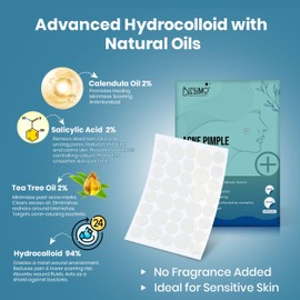 BLESSIMO 108 Count Pimple Patches for Face - Enriched with Salicylic Tea Tree Oil Calendula Oil - Ultra Thin Hydrocolloid Patches Conceal Blemishes - Target Acne and Impurities