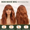 KOME Orange Wig with Bangs,Ginger Wavy Wigs for Women,Copper Shoulder