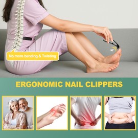 Nail Clippers for Seniors, CLPPNA Wide Jaw Fingernail Clippers and Angled Head Toenail Clippers for Thick Nail, 4 Pack Professional Nail Clippers for Men, Women&Pregnant, Black