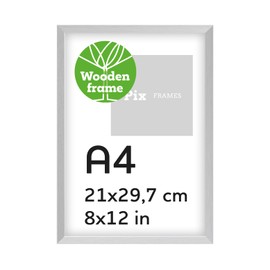 Pix FRAMES Picture Frame A4 Wood - Wooden Frame with Plexiglass Panels - Picture Frame - Wooden Picture Frame - Wooden Picture Frame - Photo Frame 21 x 29.7 cm - Silver
