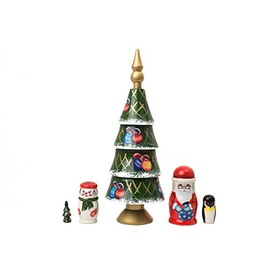 Golden Cockerel Russian Father Frost Christmas Tree Nesting Doll Penguin Snowman Matryoshka Collectible