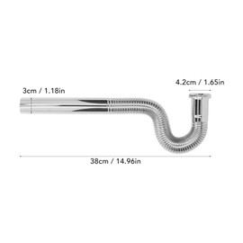 Bathroom Sink Drain, P Trap Bathroom Sink Brass Flexible P Trap Pipe Corrugated Decorative French Drain Pipe Bendable Sink Drain Tubing for Bathroom Sink and Kitchen Sink G1‑1/4in
