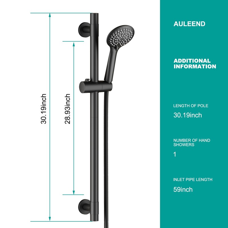 AULEEND Shower Slide Bar Handheld Shower Head with Hose, 5-Function