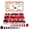 ISPINNER 170pcs Rubber End Caps Assortment Kit, Flexible Bolt Screw Thread Protector Safety Cover in 10 Sizes from 2/25" to 4/5", Black and Red