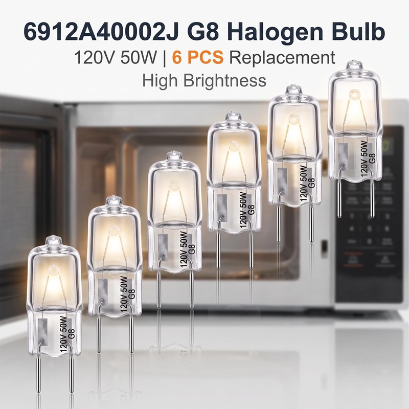 YZSGW 6912A40002J G8 Halogen Light Bulb 120V 50W,Microwave Lamp Replacement