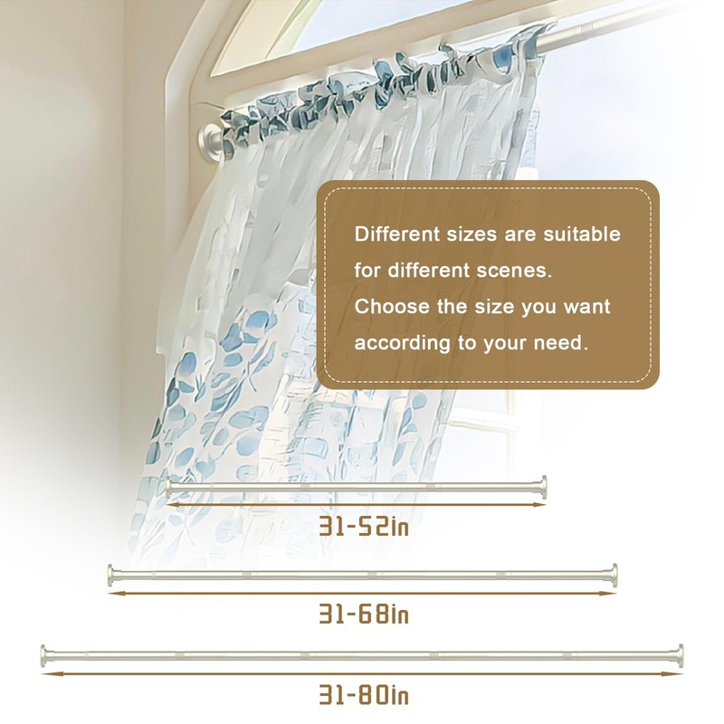 Brushed Nickel Shower Curtain Rods - 31-80 Inch Spring Tension