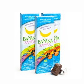 Banana Samba Fit - Multi-pack - 3 boxes - natural fruit snack - Chewy banana bites with chia seeds - Each box contains 6 individually wrapped snacks (Total wt. per box 3.1oz.)