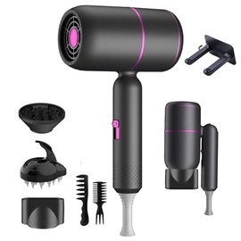 Kosiehouse Secadora de Cabello Profesional con Iones, Potente 1800W para un Secado Rápido, Secadora con Difusor para Rizos, Secadora de Pelo Portatil con Mango Plegable, 3 Temperaturas / 2 Velocidades