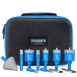 Diamond Hole Saw Kit with Pilot Bit, ZNXIMER Tile Hole Saw with Center Drill Bit for Marble, Granite, Ceramic, Porcelain Tile and More Drilling (K7-6/8/10/12/20/25/32/35MM/2)