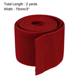 sourcing map Twill Wide Elastic Band Double-Side 75mm(3 inch) Flat 2 Yard Woven Elastic Band Knit Elastic Spool Heavy Stretch Strap Red for Sewing, Waistband