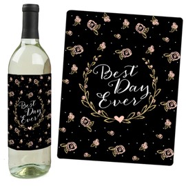 Best Day Ever - Congratulations Gift for Women and Men - Wine Bottle Label Stickers - Set of 4