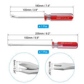 PATIKIL Upholstery Staple Remover, 4" V Curved 6" U Straight Construction Staple Puller Staple Nail Tack Tool for Furniture Wooden Floor Photo Frame, Red