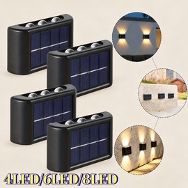 Solar Up and Down Outdoor Wall Lights for Garden Decoration – Warm or White LED Lighting for Patios and Exterior Walls