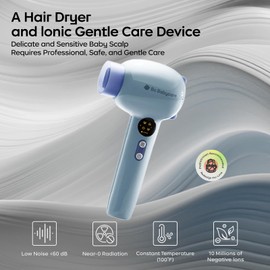 Bc Babycare Gentle Cordless Hair Dryer for Baby and Kids, Quiet Portable Mini Blow Dryer for Infant,​Portable​ Travel Hair Dryer,Low Heat/Speed with 4 Model for Hair Diaper and Full Body (Purple)