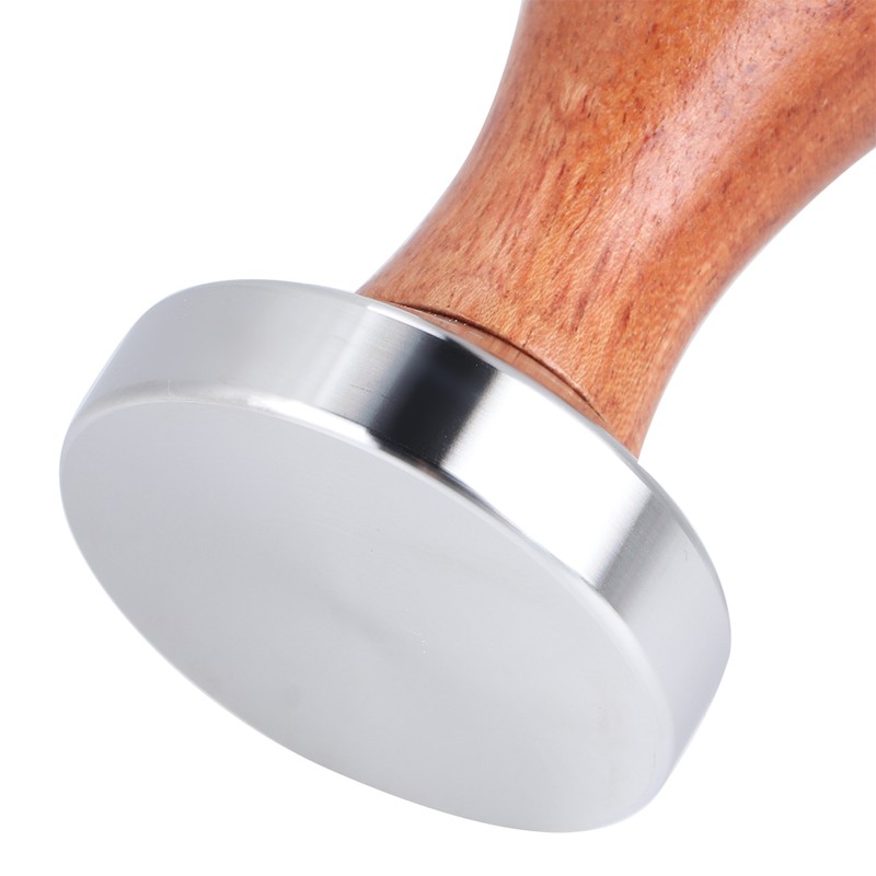 Stainless Steel Manual Coffee Powder Flat Tamper with Wood Handle