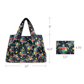 allydrew Large Foldable Tote Nylon Reusable Grocery Bags, Sea Turtles
