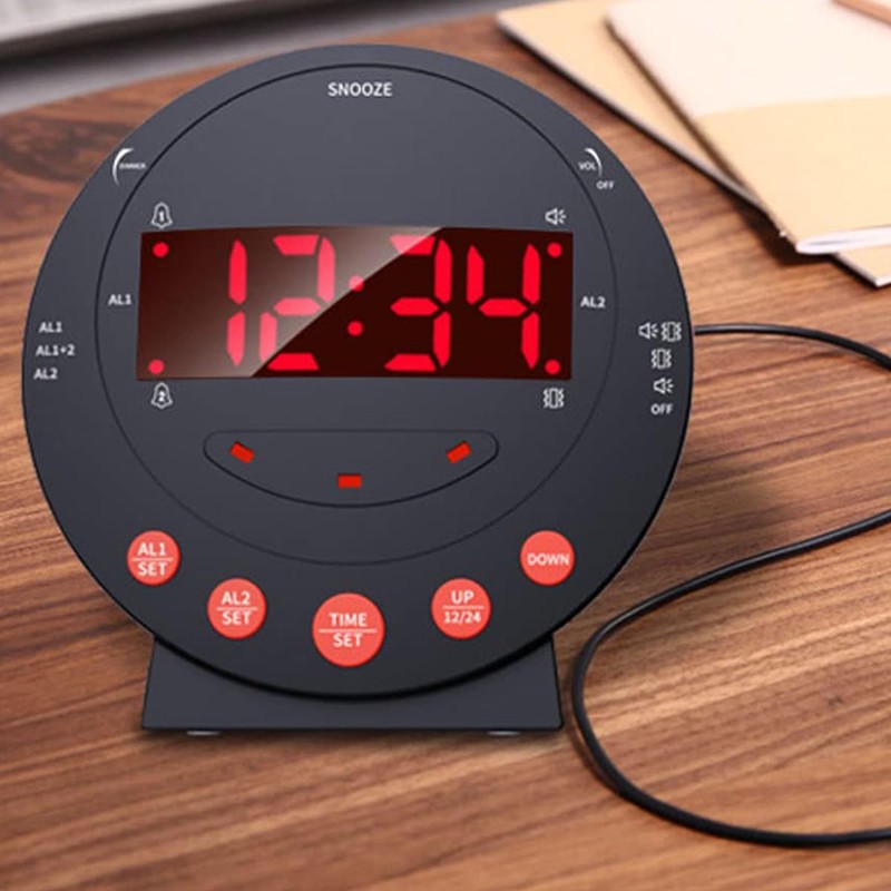 Ieron Electronic Digital Display Vibration Alarm Clock Adjustable Brightness Dual