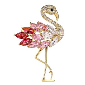 Flamingo Brooch Pin for Women - Elegant Rhinestone Crystal Lapel Pin, Perfect for Dress Hat Bag Suit Tie, Great Flamingo Gift and Fashion Accessory colorful