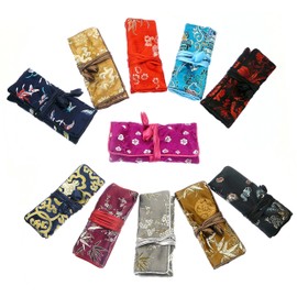 benerini Portable Travel 1 x Japanese Floral Design Jewellery Roll - Receive Random Colour