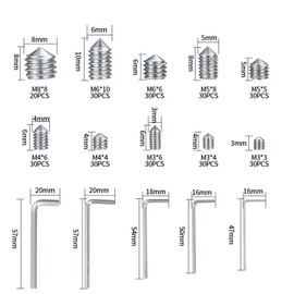 Xiaomoyu 290 Stk Kegel Kugelkopf Schrauben, M3/M4/M5/M6/M8 Innensechskantschrauben Set, Edelstahl Madenschrauben Gewindestange Schrauben mit Innensechskant fr Trgriffe, mit 5 Stk. Sechskantschlsseln