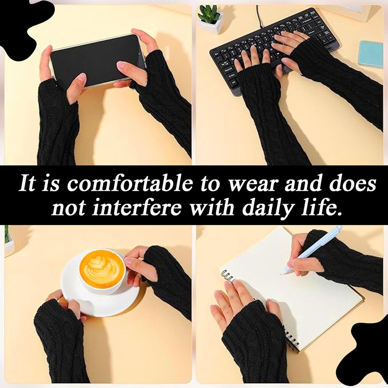 KYEDGC Arm Warmers Womens, Autumn Winter Black Arm Warmers, Knitted