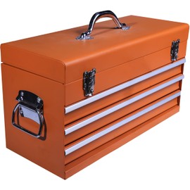 Edward Tools Portable Metal Tool Box with Drawers 20”- Keyed Center Lock for Security - Powder Coated Scratch Resistant Finish - Heavy duty chest latches - Full Extension Drawers